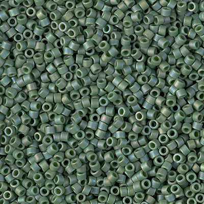 11/0 Matte Opaque Glazed Basil Green AB Delica Beads (DB2312) 7.2 Grams