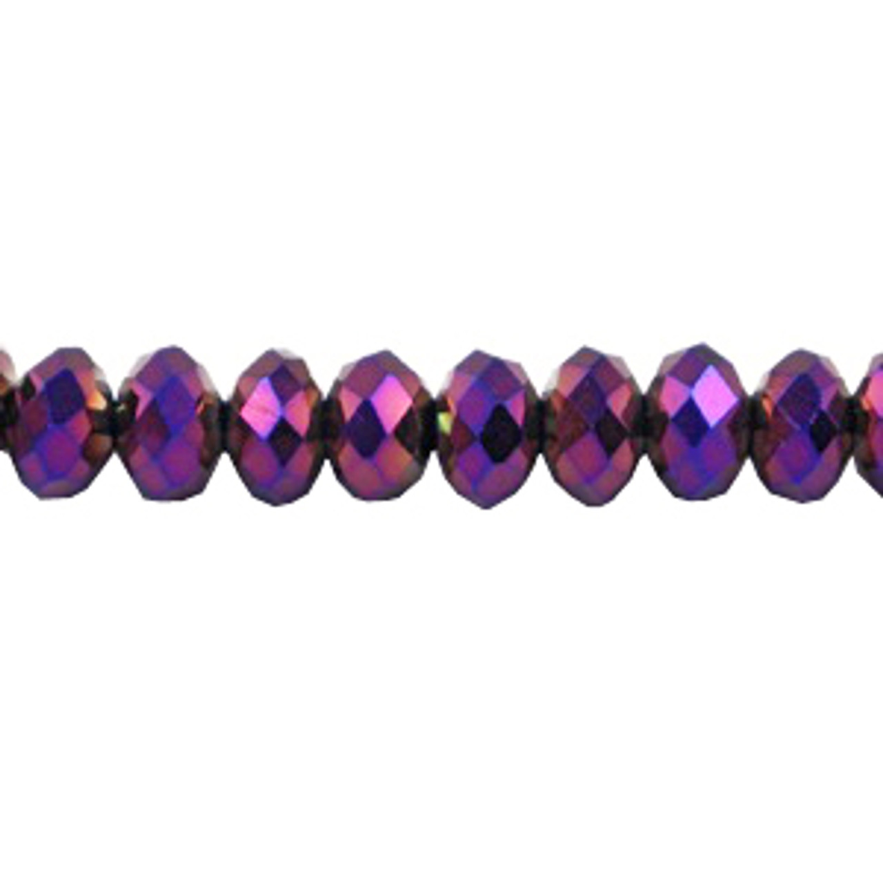 3X2mm Purple Light Faceted Roundel (Aprrox 150 Beads) #40