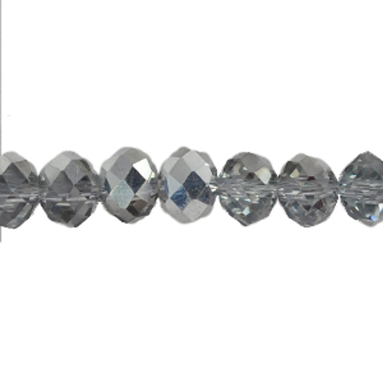 3X2mm Half Silver Faceted Roundel (Aprrox 150 Beads) #56