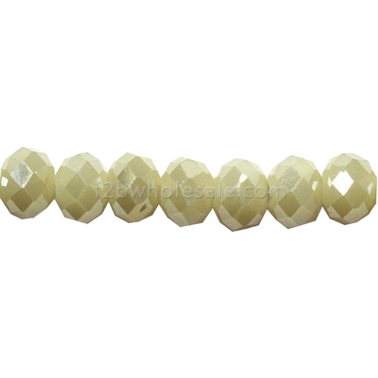 6x4mm White Jade Half Moon Faceted Roundel (100 Beads) #45CG