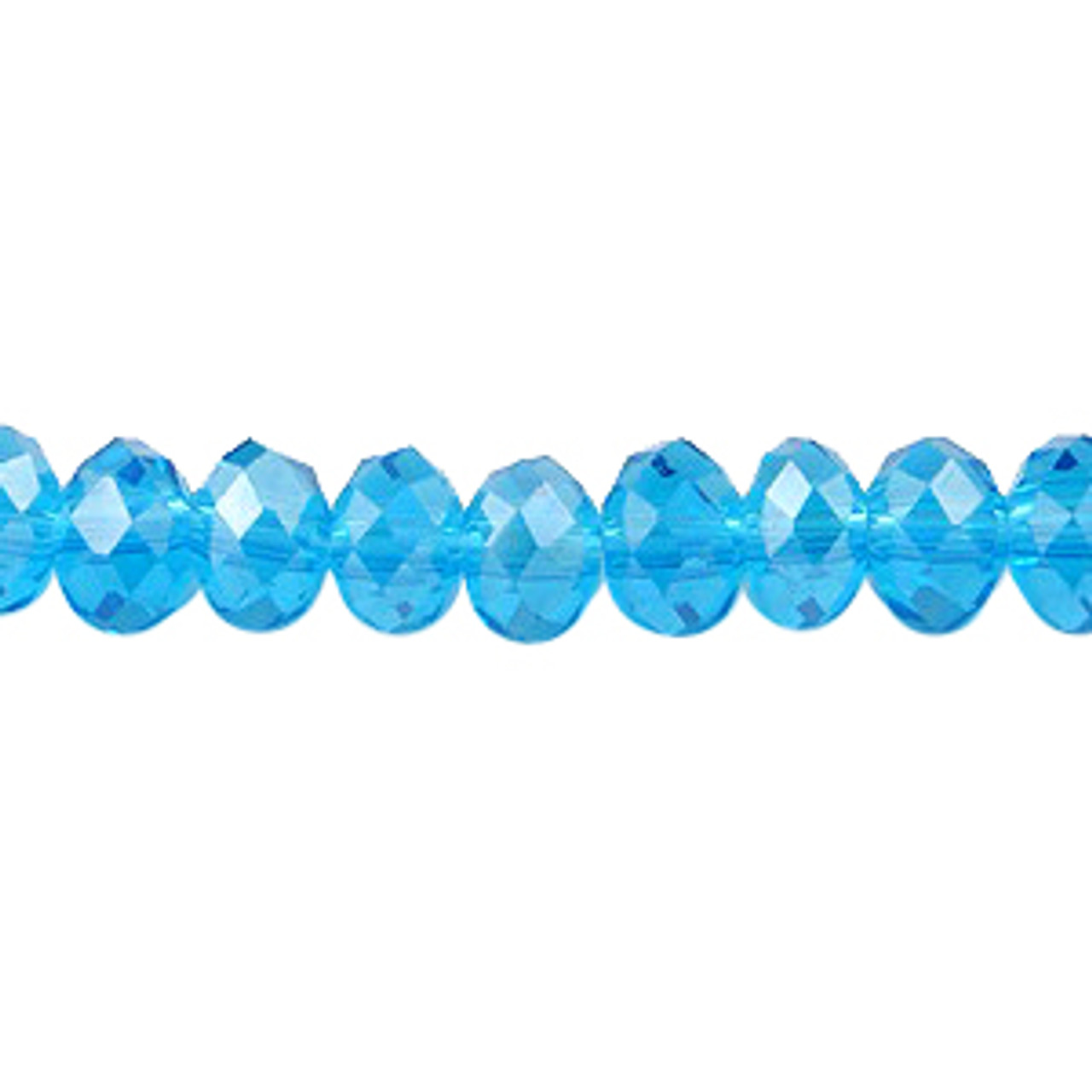 6x4mm Medium Aqua Faceted Roundel (100 Beads) #17