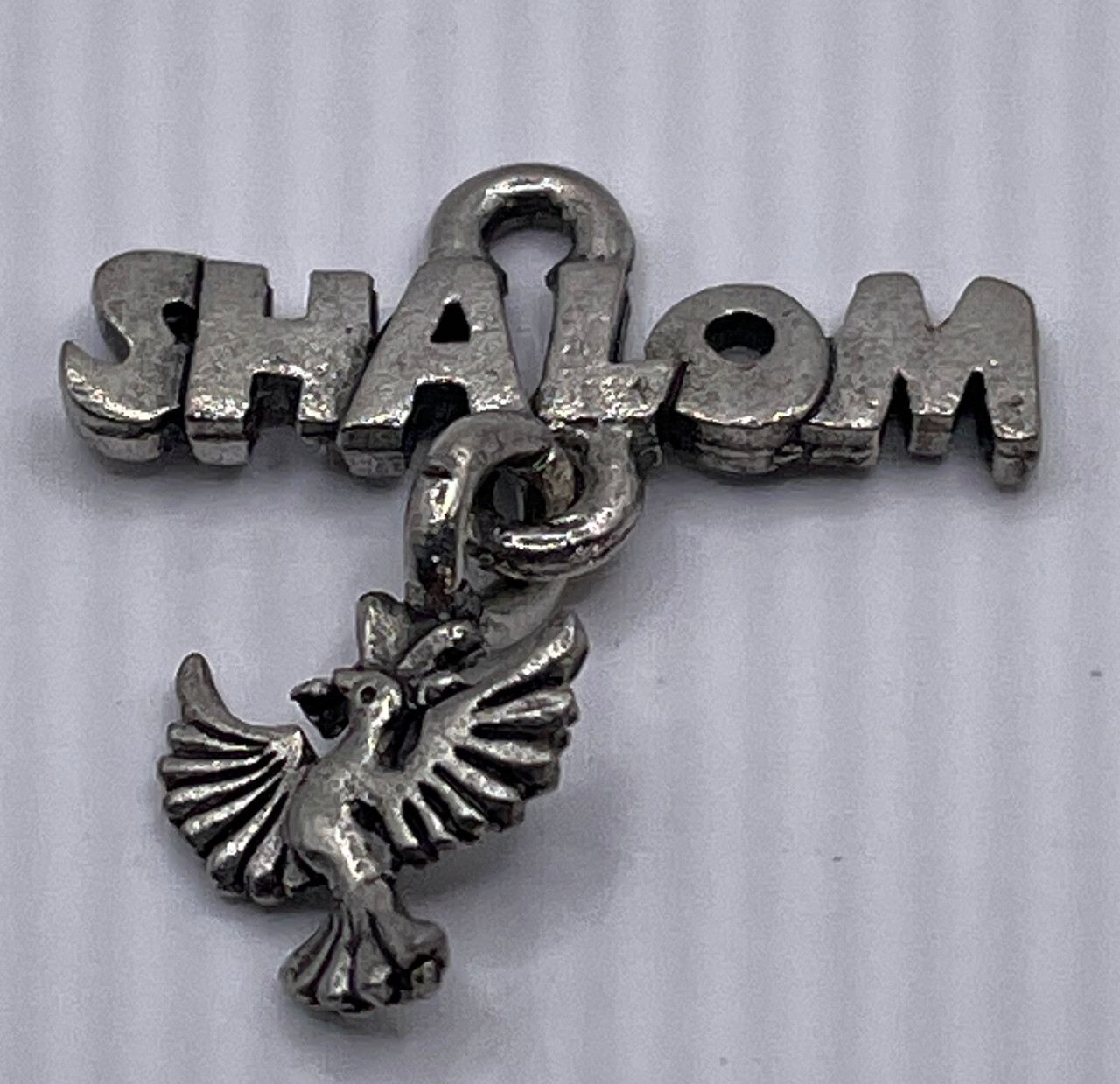 Shalom Pewter Charm w/ Dangle