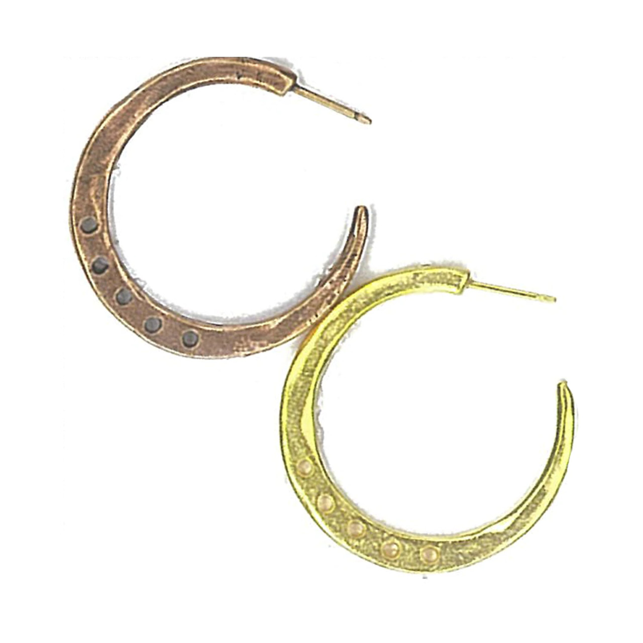 Gold organic 30mm 5- hole hoop earring - 1 pair