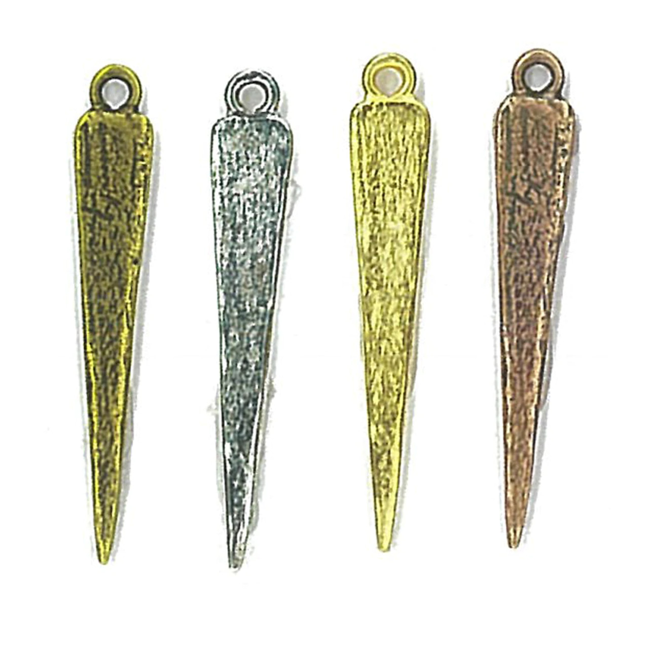 Gold textured 38mm triangle spike charm w/ ring (2pk)