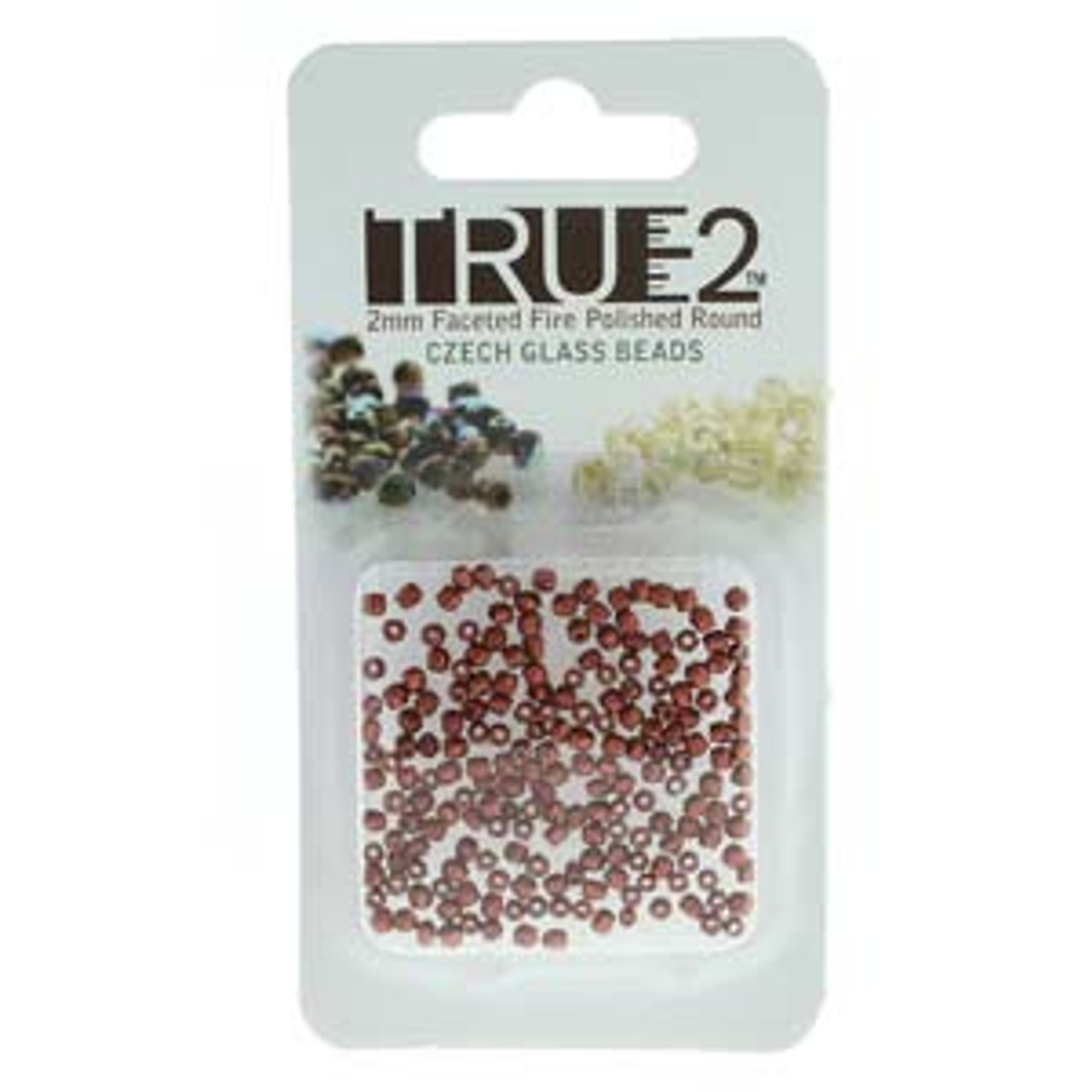 2mm Bronze Fire Red Tru2 Fire Polish Beads - Approx 2 Grams