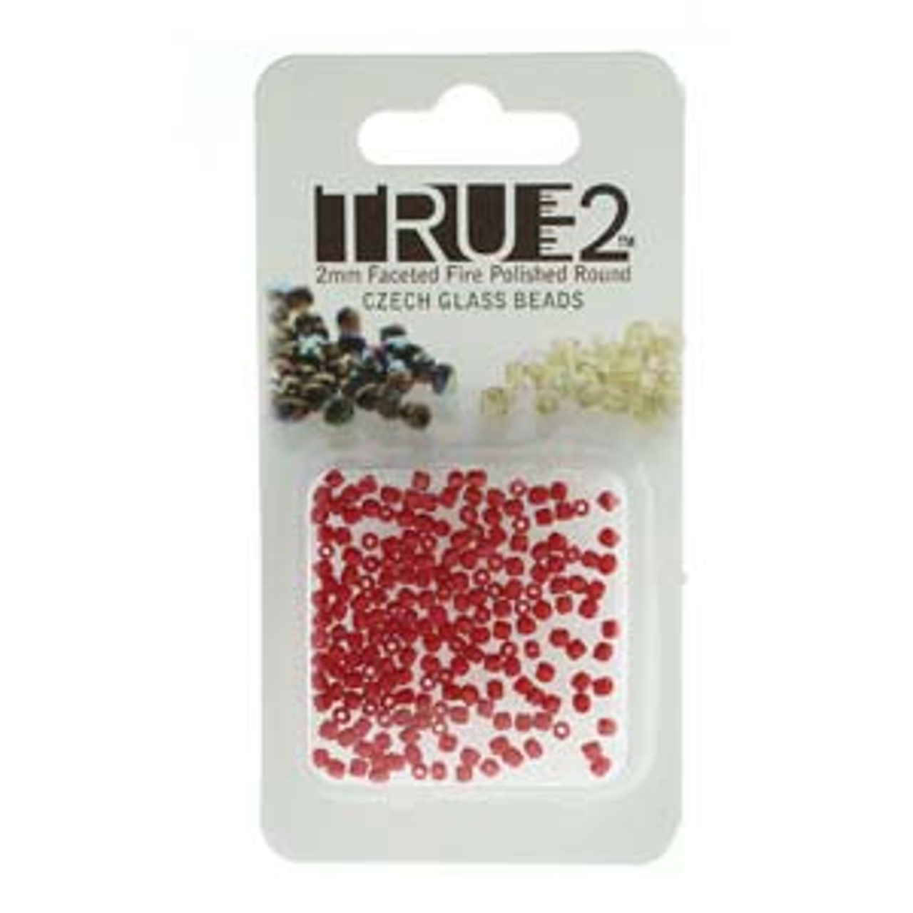 Opaque Red True 2mm Fire Polish Beads - Approx 2 Grams