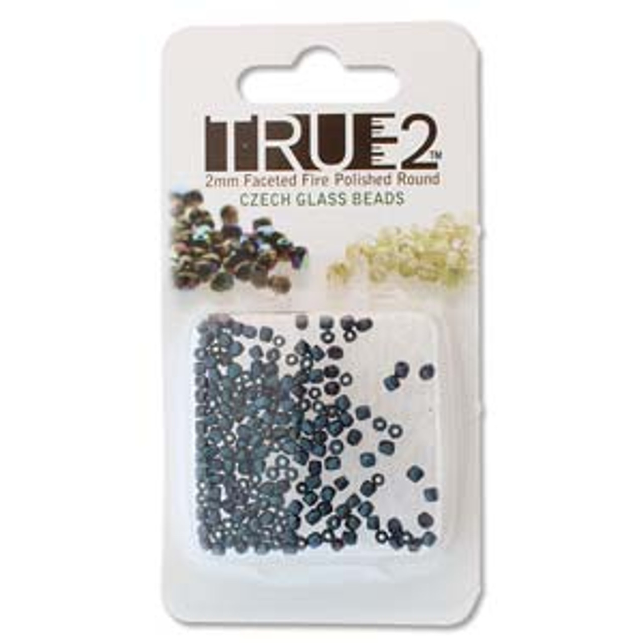 2mm Polychrome Denim Blue Tru2 Fire Polish Beads - Approx 2 Grams