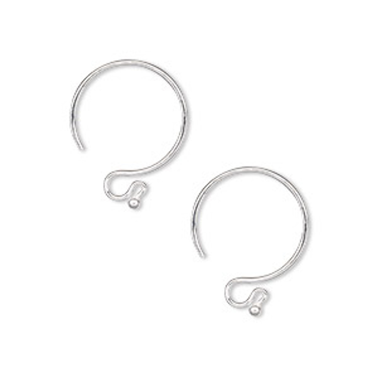 15mm French Hook with 1.5mm Ball - Silver Plated Brass - 5 Pair