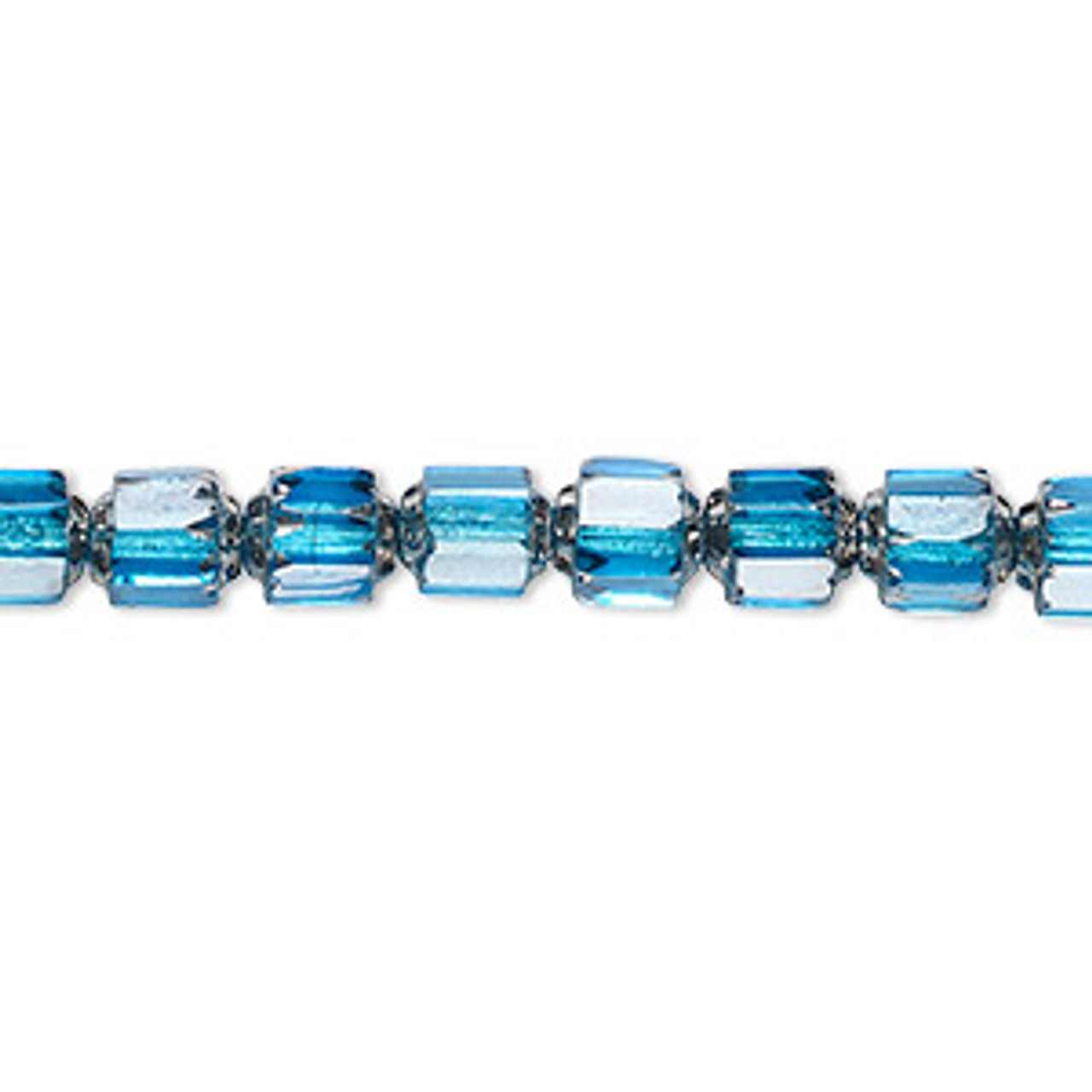 6mm Turquoise Blue & Metallic Silver Cathedral Beads (Approx 65 Beads)