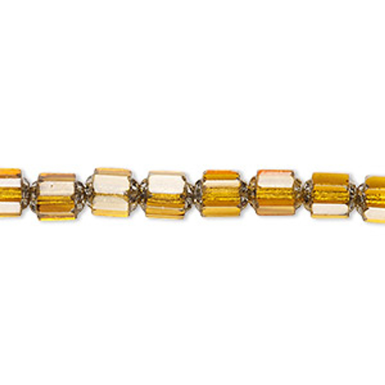 6mm Honey & Metallic Silver Cathedral Beads (Approx 65 Beads)