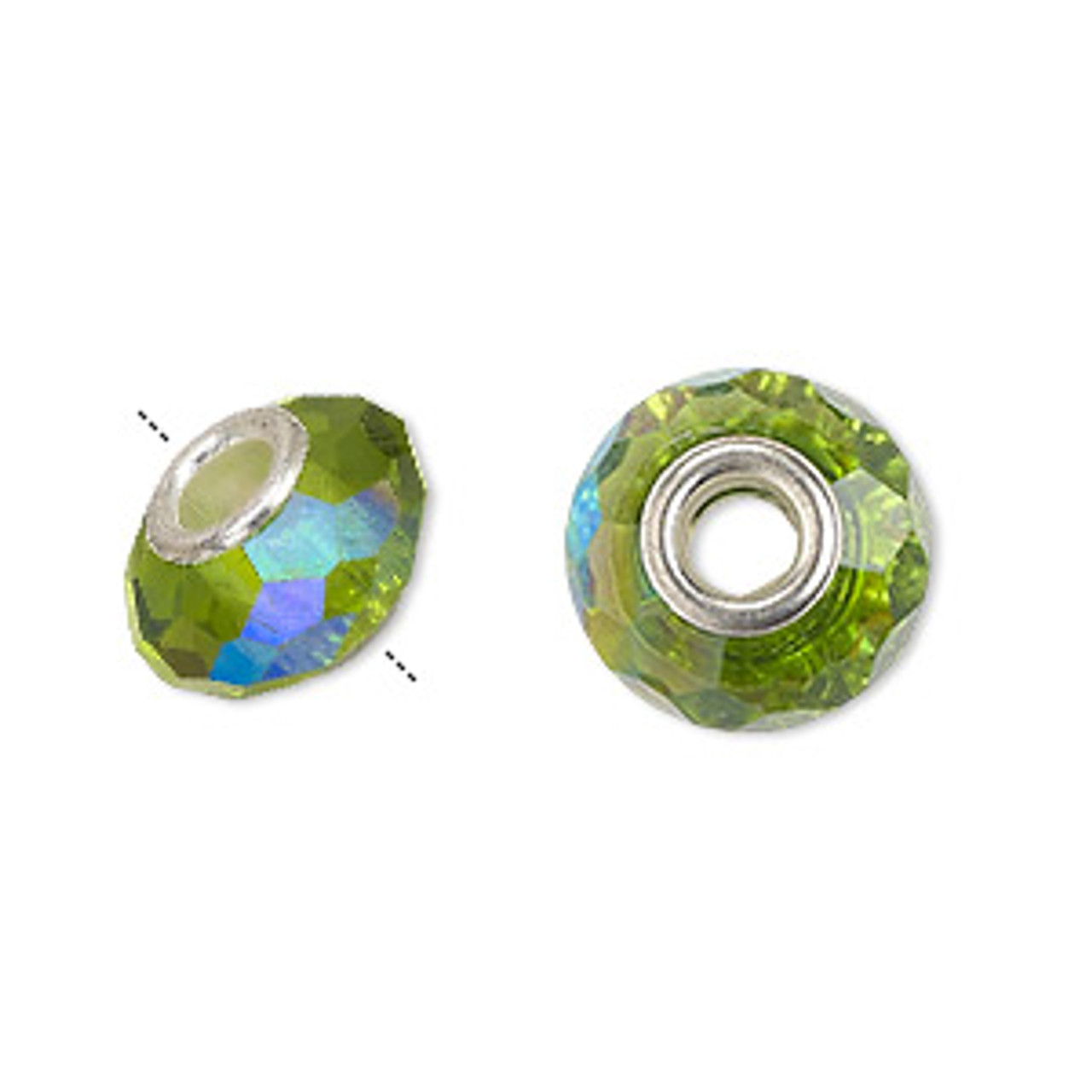 Green AB, 13x9mm-14x10mm faceted rondelle (2pk)