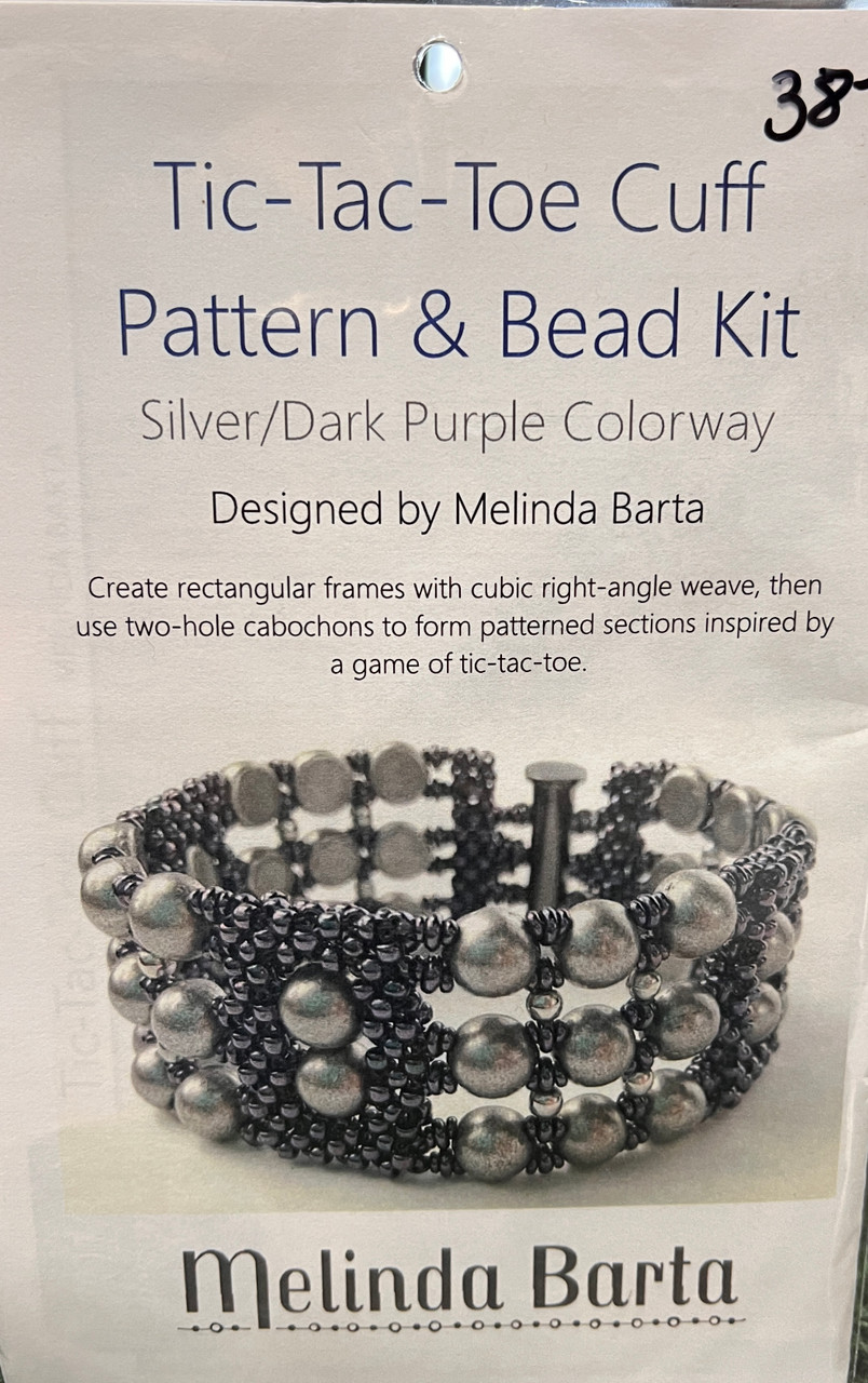 Tic-Tac-Toe Cuff Pattern & Bead Kit (Silver/Dark Purple)