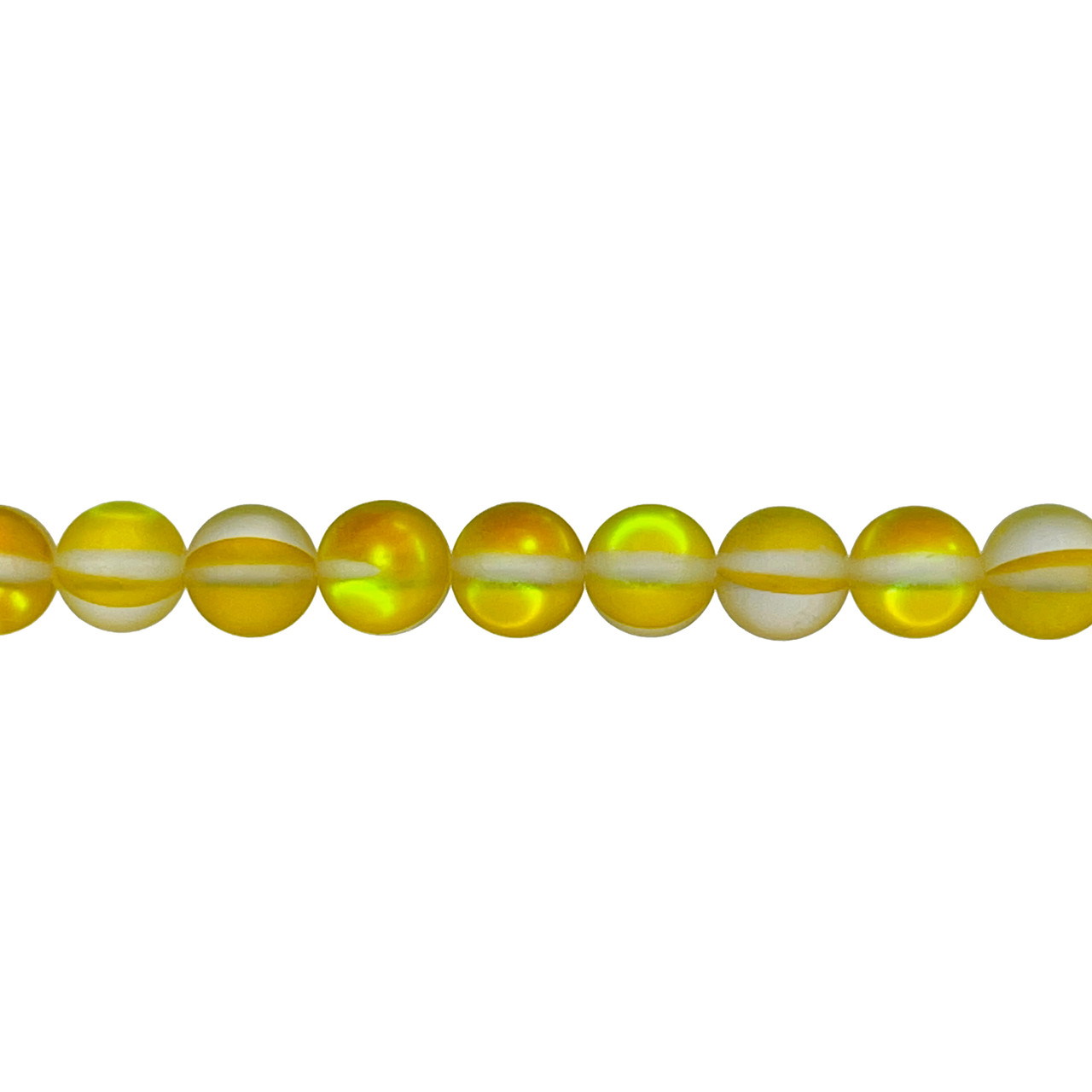 8mm Yellow Aurora Rounds (25 Beads)