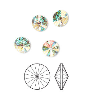 14mm Crystal AB Rivoli (1 piece)