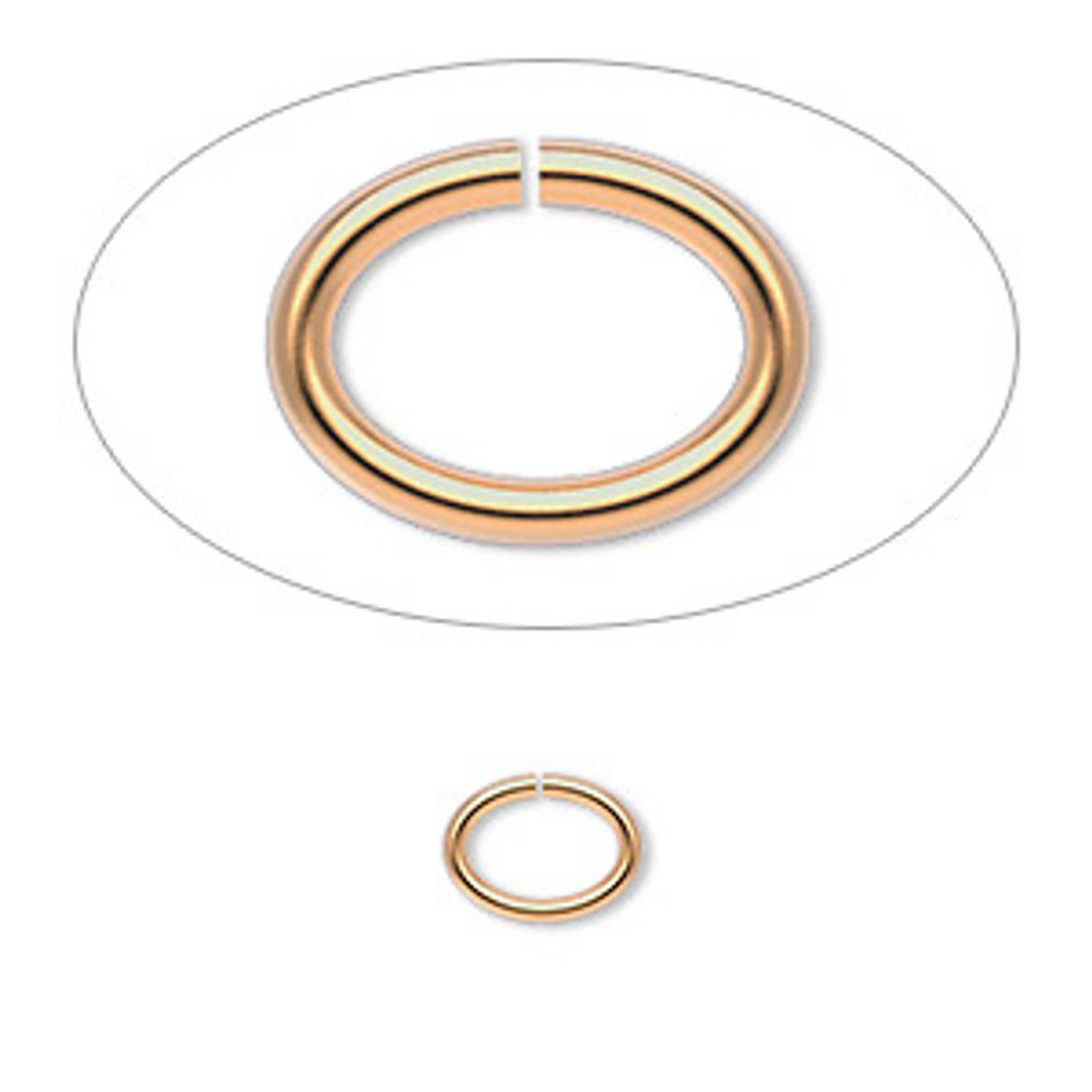 8x6mm Gold Plated Oval Jump Rings (100pk)