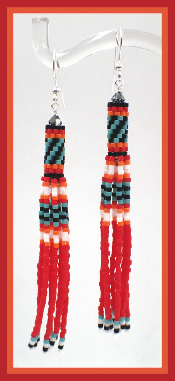Peyote Tube Fringe Earrings Pattern PRINTED PATTERN - Mailed to your home
