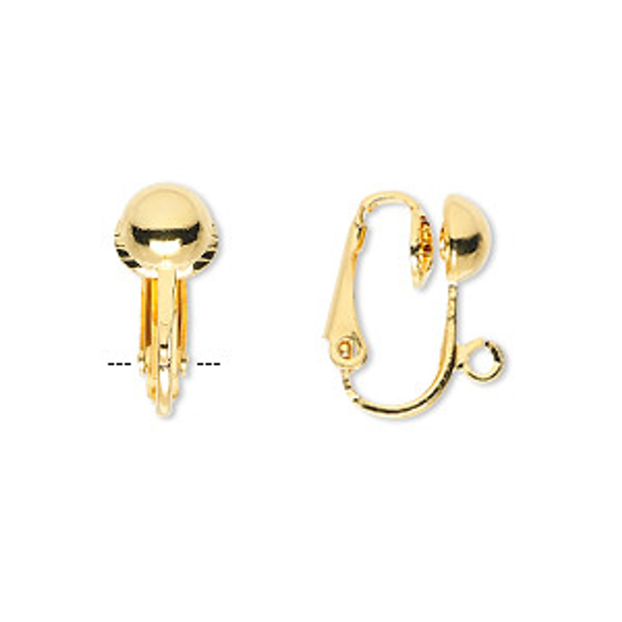 6.5mm Gold Plated Ball Clip On Earrings (2 Pair)