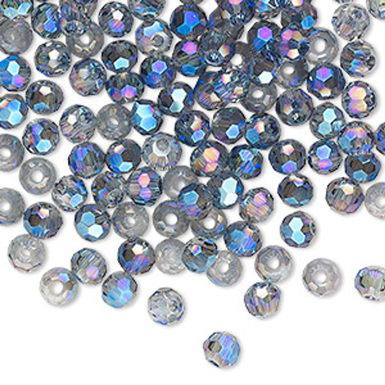 Bead, Celestial Crystal®, crystal blue shadow, 4mm faceted round