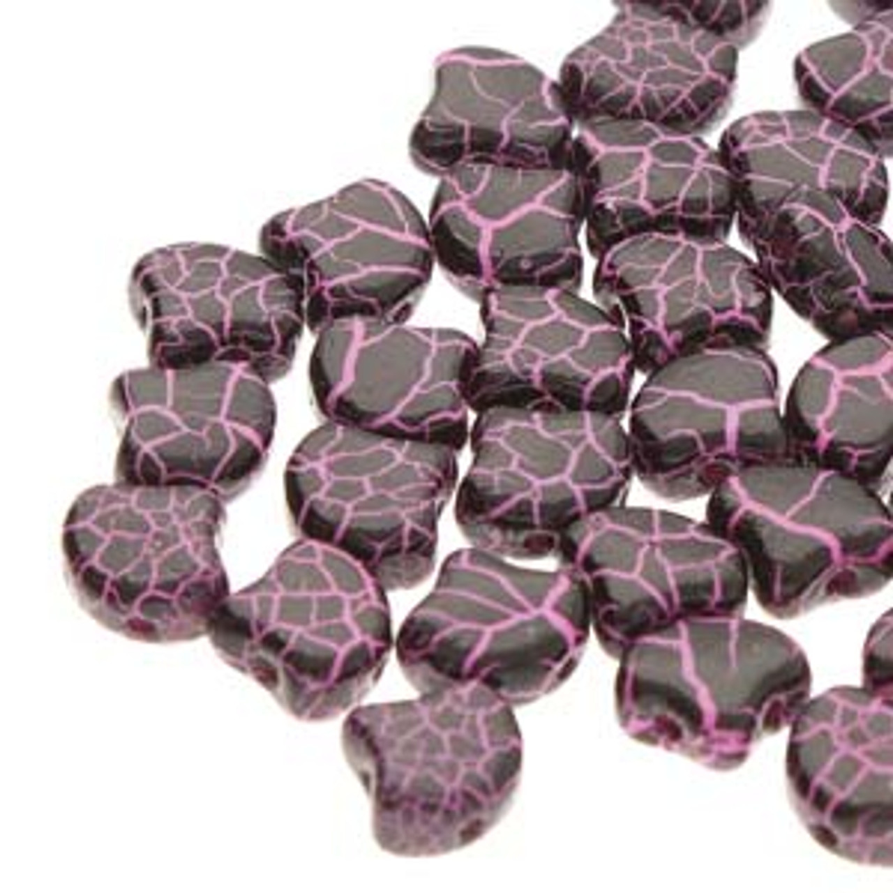 7.5x7.5mm Ionic Jet Pink Ginko Beads (8g)