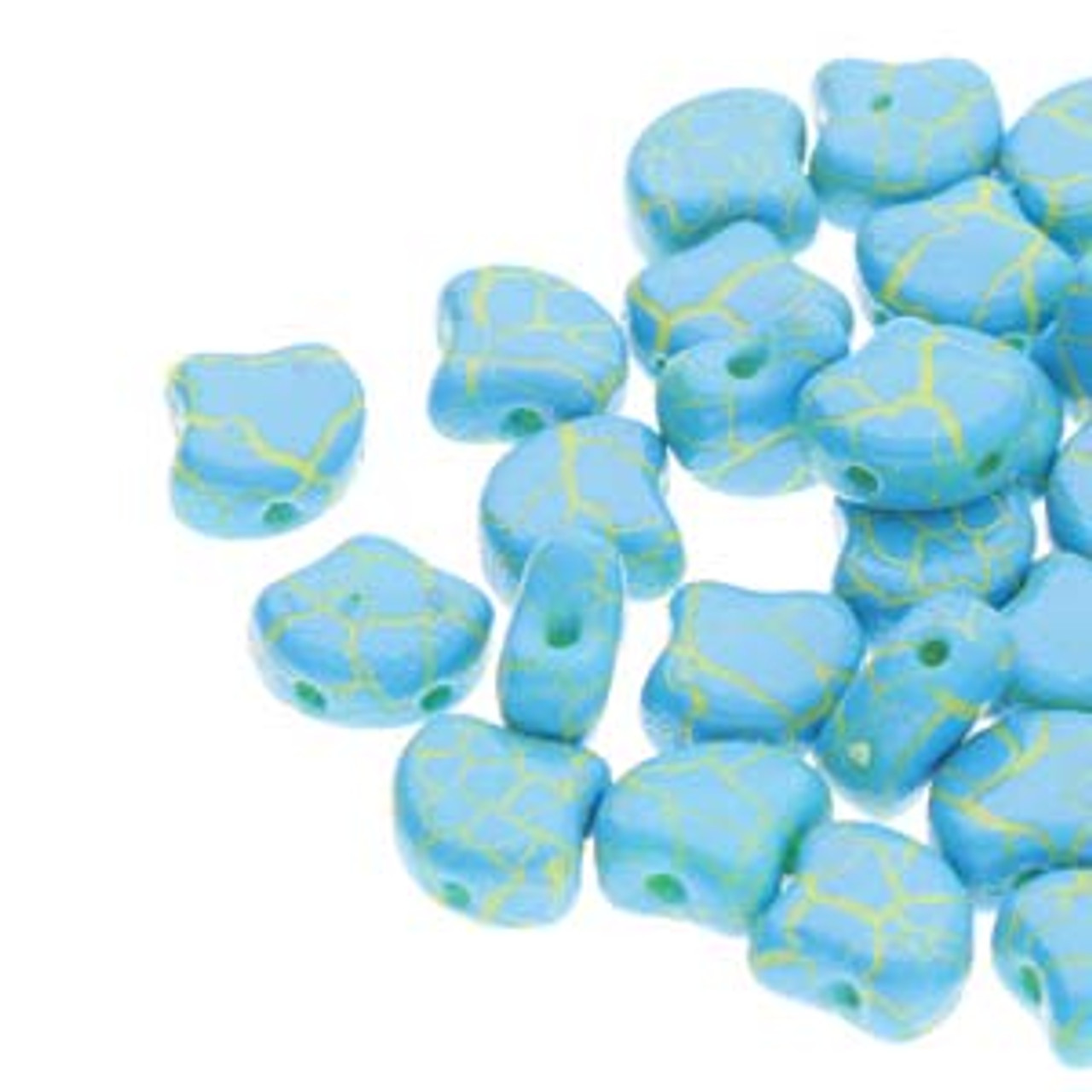 7.5x7.5mm Ionic Blue Yellow Ginko Beads (8g)