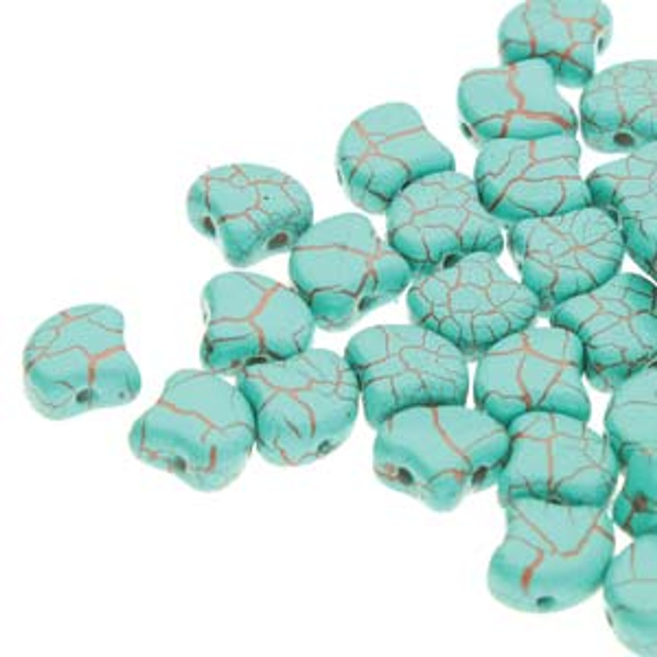 7.5x7.5mm Ionic Turquoise Green Brown Ginko Beads (8g)