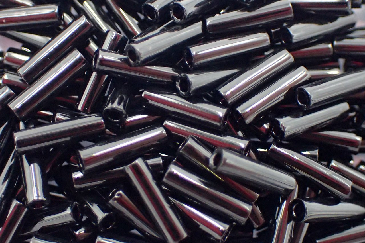 #2 6mm Black Miyuki Bugle Beads - 20g