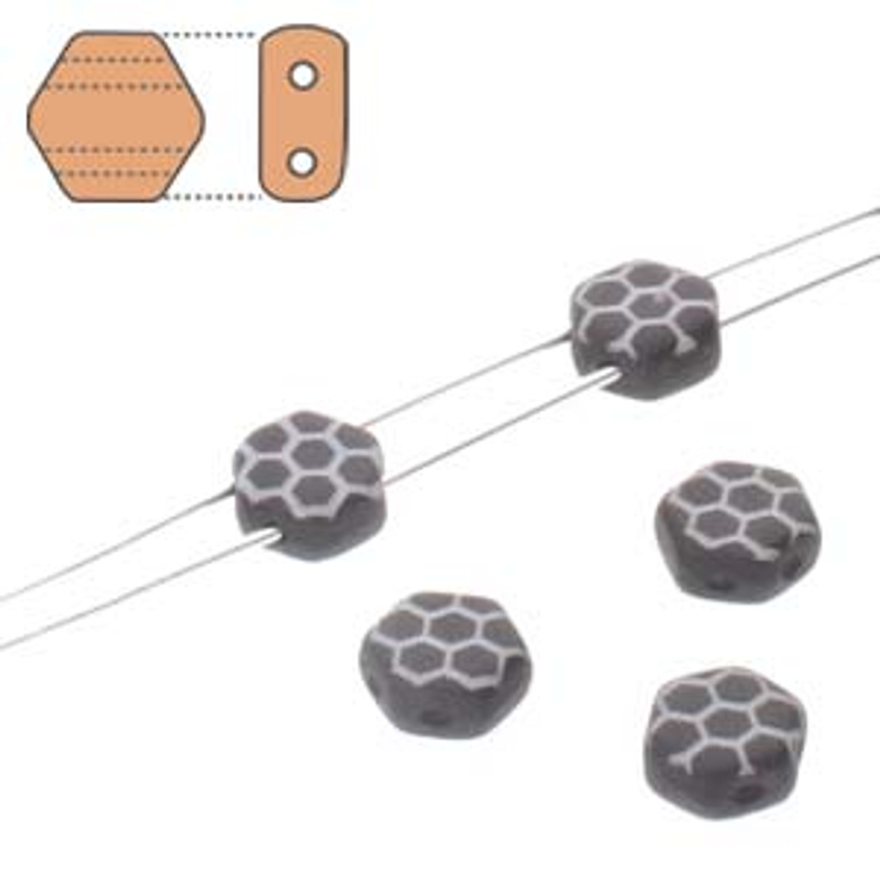Black / White Laser Core 6mm Honeycomb Beads (30 Beads)