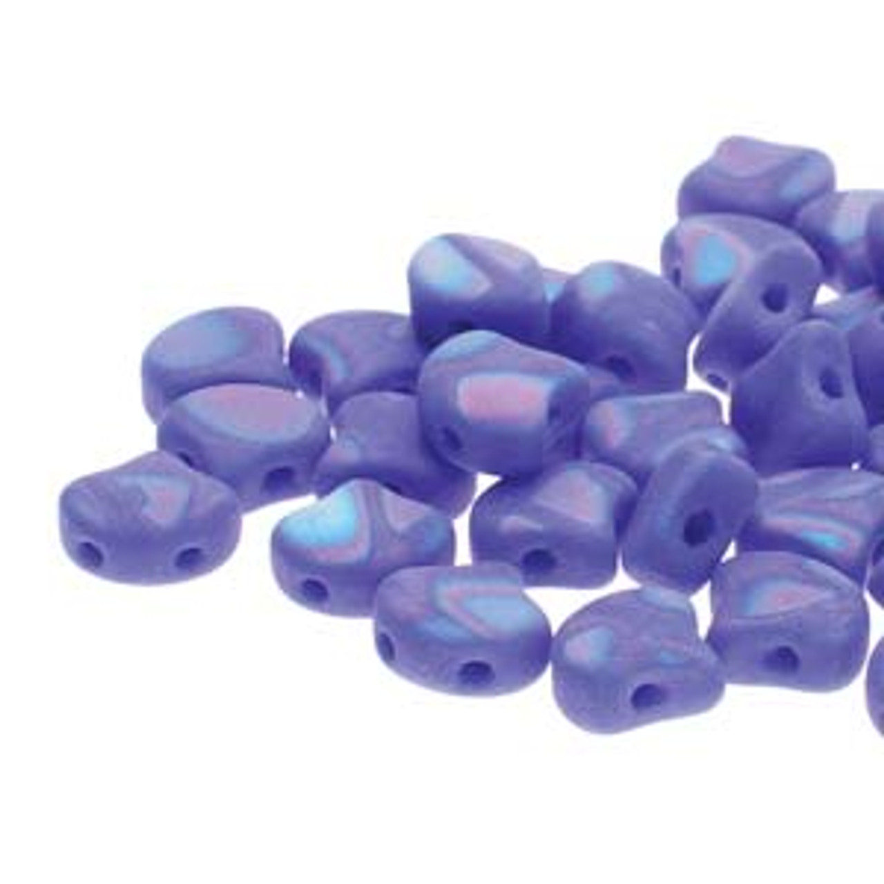 7.5x7.5mm Opaque Blue Matte Full AB Two Hole Ginko Beads (8 Grams) Approx 30-35 Beads