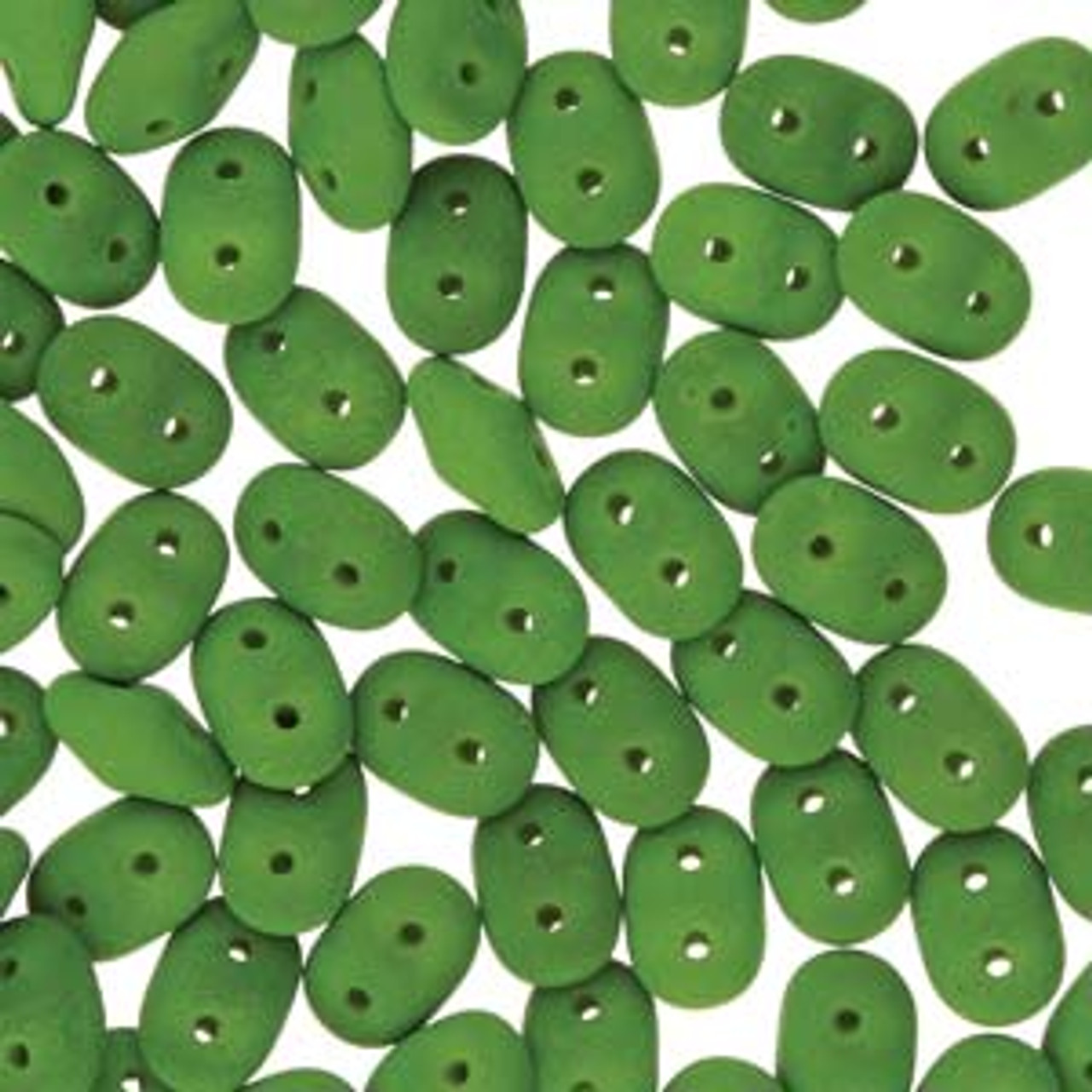 2.5x5mm Matte Velvet Lizard Green Superduo Beads (8g)