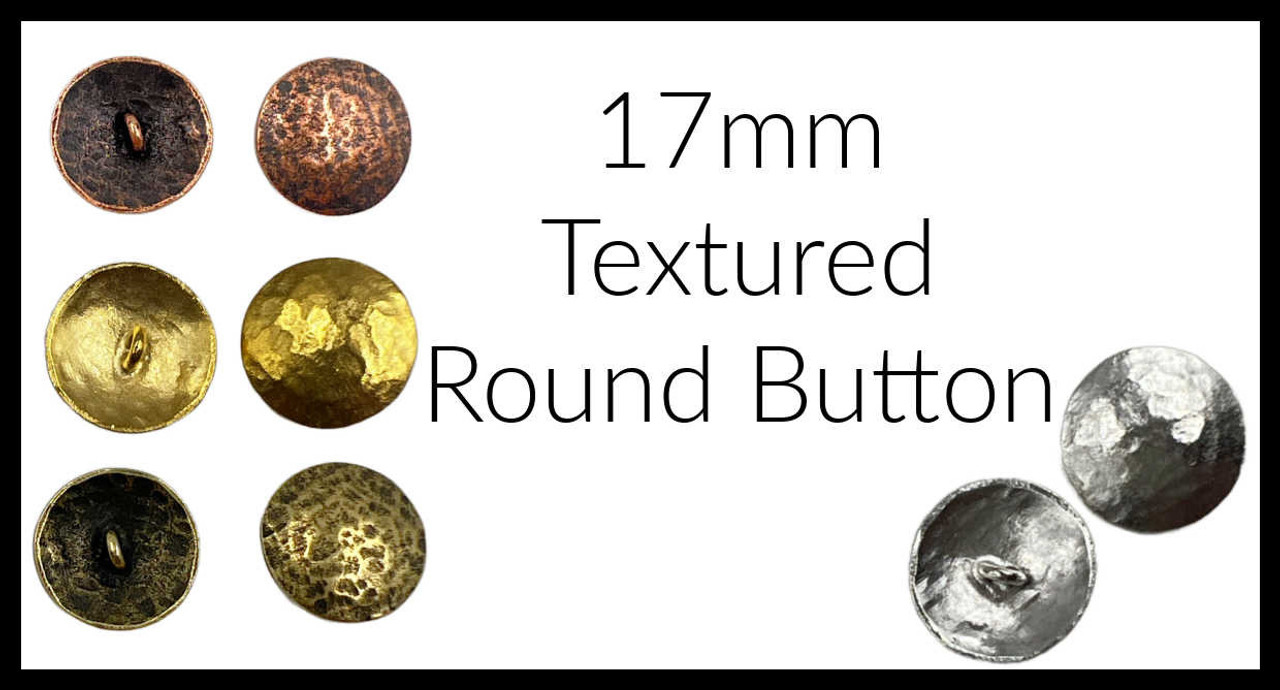 17mm Textured Button Antique Brass (1 Clasp)