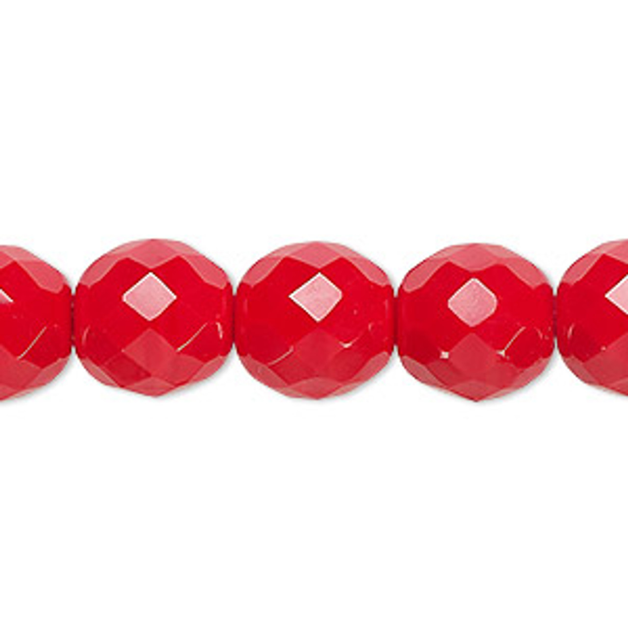 12mm Opaque Red Fire Polish Beads (6pk)