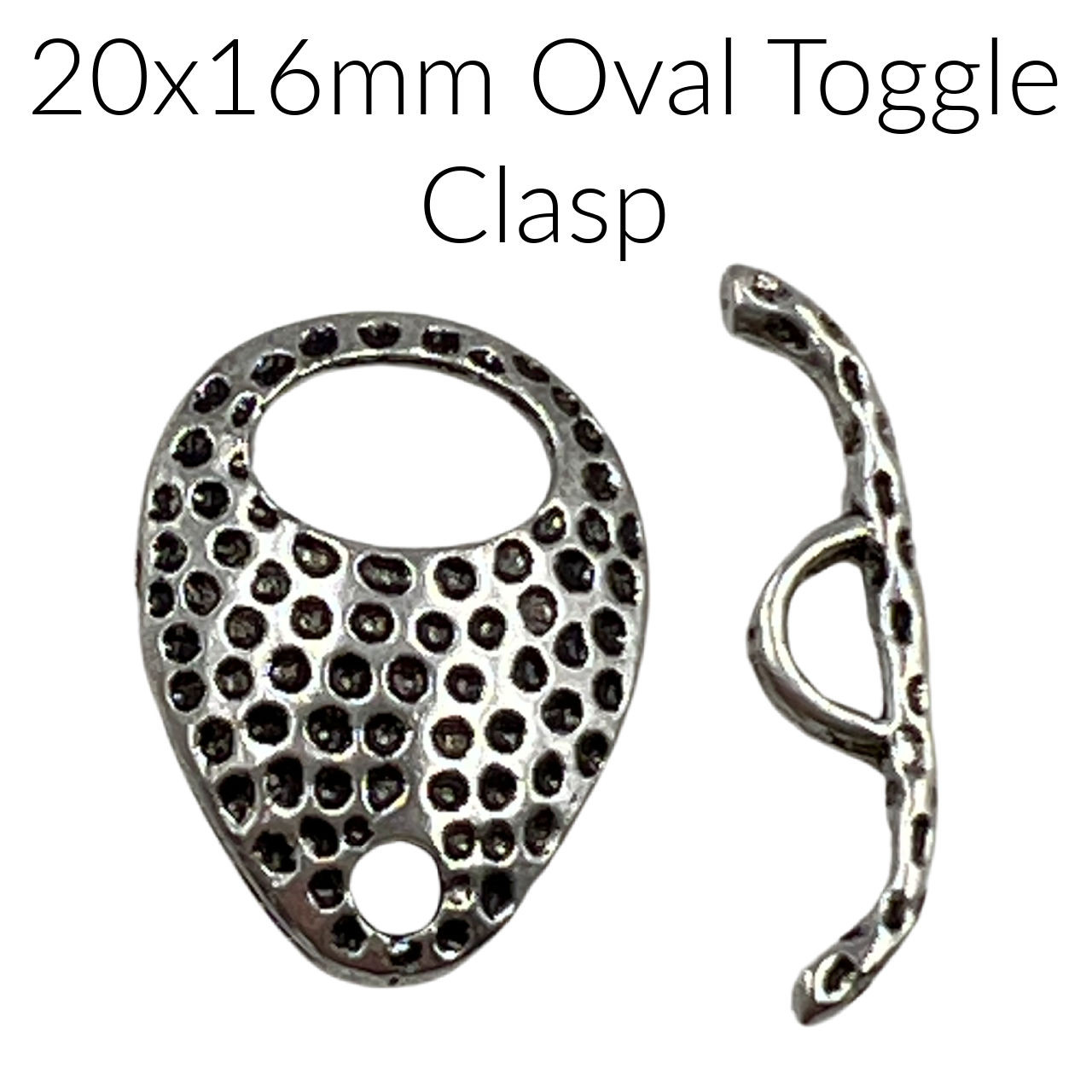 20x16mm Antique Silver Oval Toggle (1 Toggle Clasp)