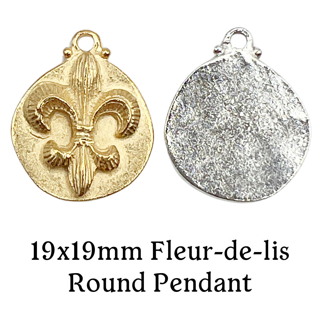 19x19mm Fleur-de-lis Oval Pendant (1 Piece)