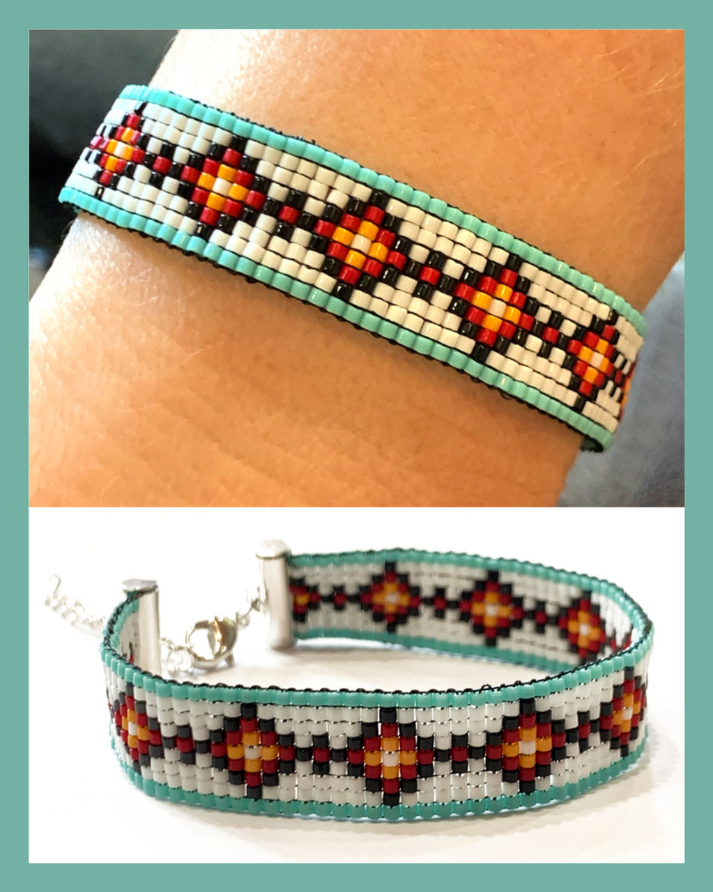 Black Diamonds Loom Bracelet PRINTED Pattern - Mailed to your Home