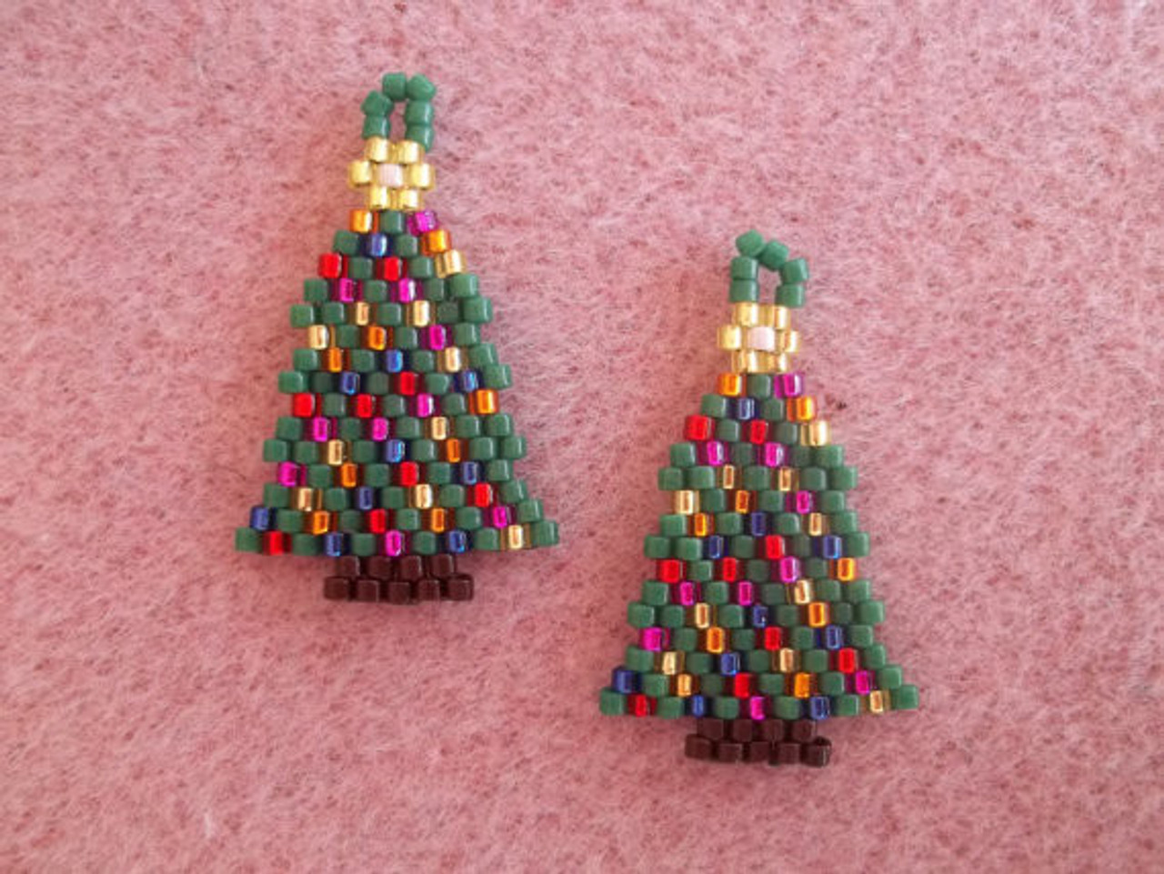 Christmas Tree with Lights Brick Stitch Earrings Graph PRINTED Tutorial - Mailed to your Home