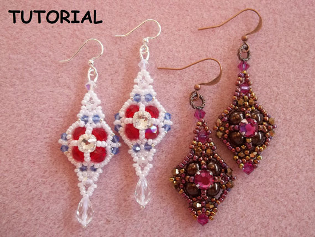 Queens Jubilee Earrings PRINTED Tutorial - Mailed to your Home Queens Jubilee Earrings PRINTED Tutorial - Mailed to your Home
