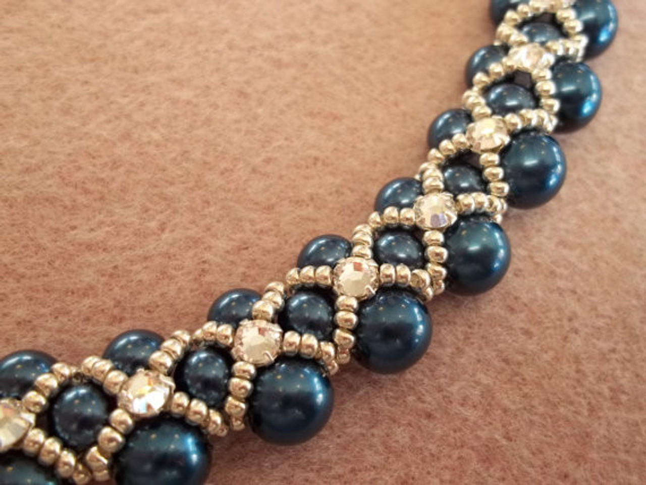 Montee Embellished Pearl Collar Necklace PRINTED Pattern - Mailed to your Home