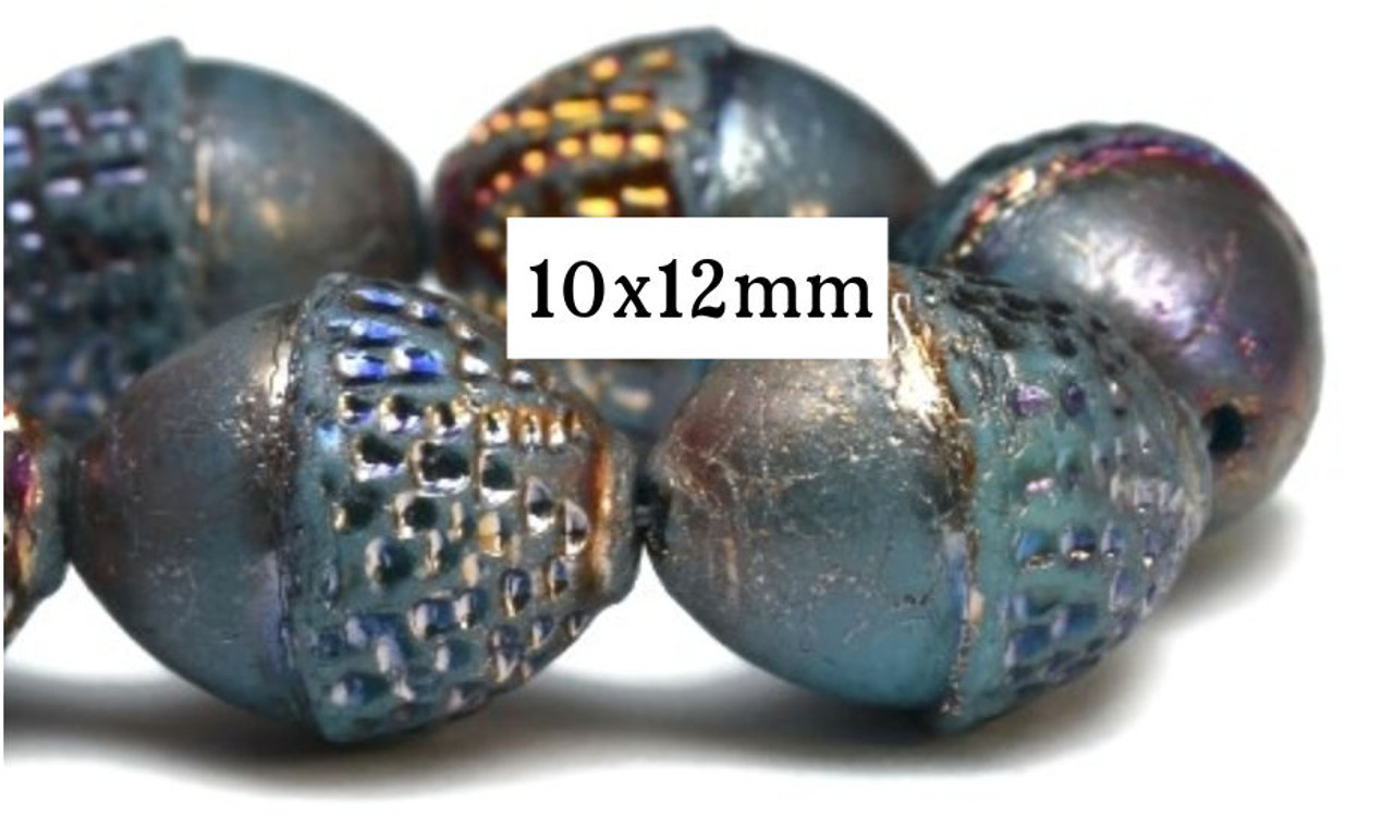 10x12mm Acorn Sky Blue with Matte, Gold, and AB Finishes (2pk)