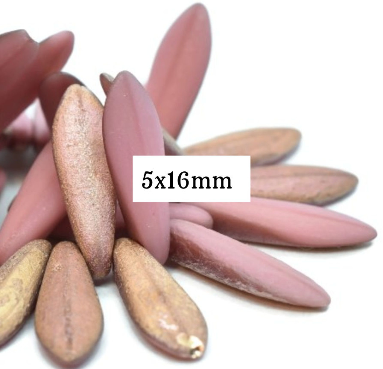 5x16mm Daggers Dusty Rose with Copper Rainbow and Etched Finishes (10pk)