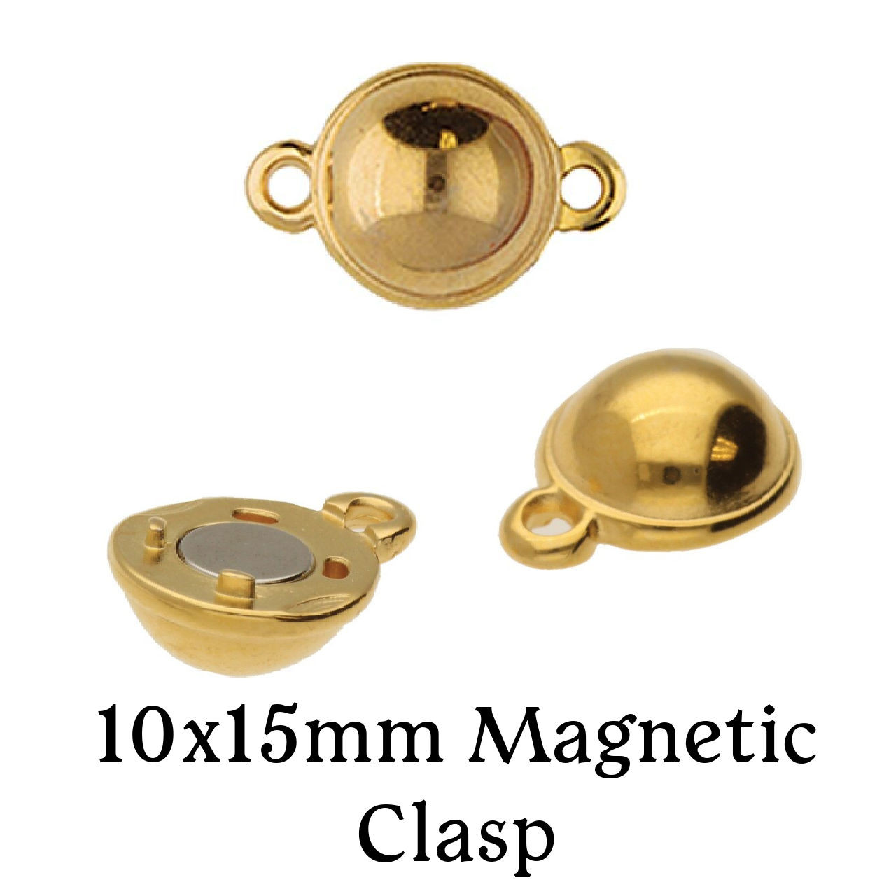 10x15mm Gold Magnetic Sphere Clasp (1 Piece)