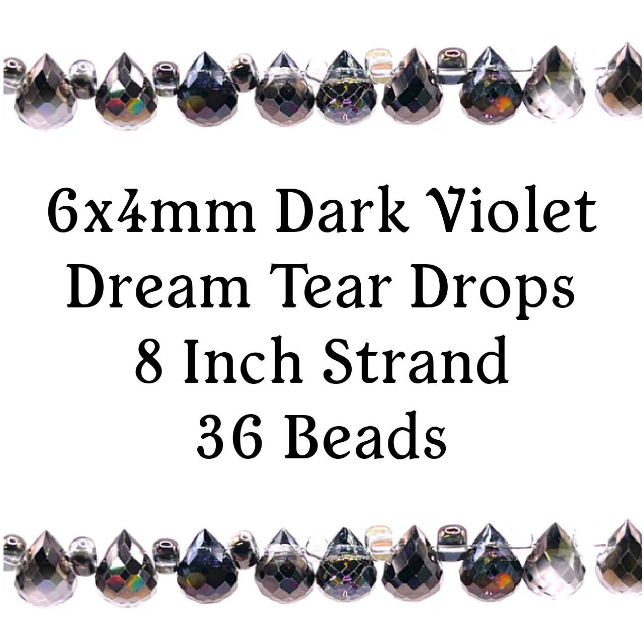 6x4mm Dark Violet Dream Tear Drop Strand