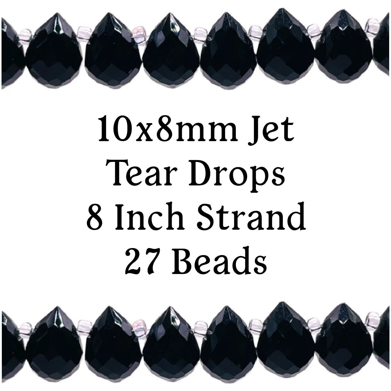 10x8mm Jet Tear Drop Strand
