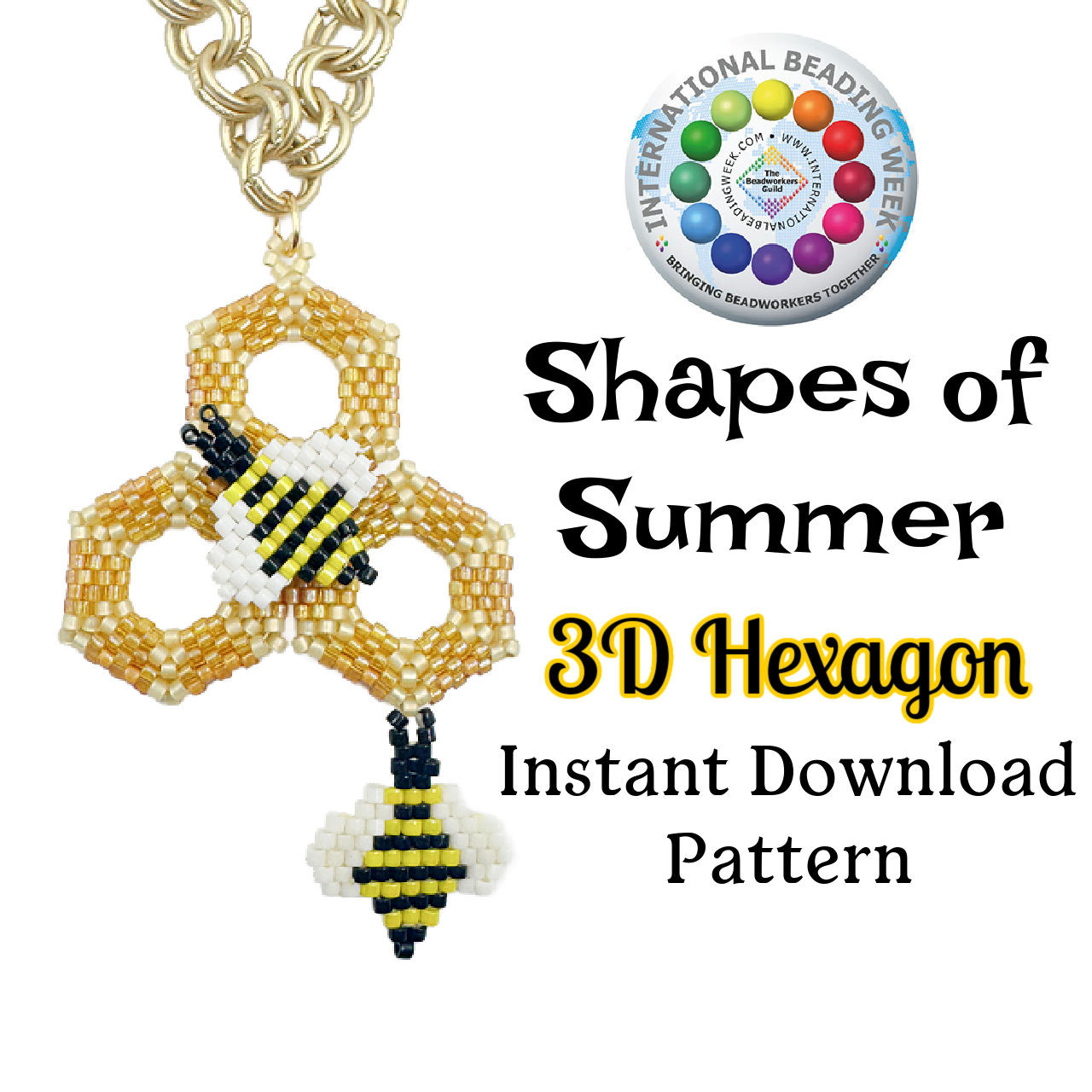 Shapes of Summer - 3D Hexagon Instant Download Pattern