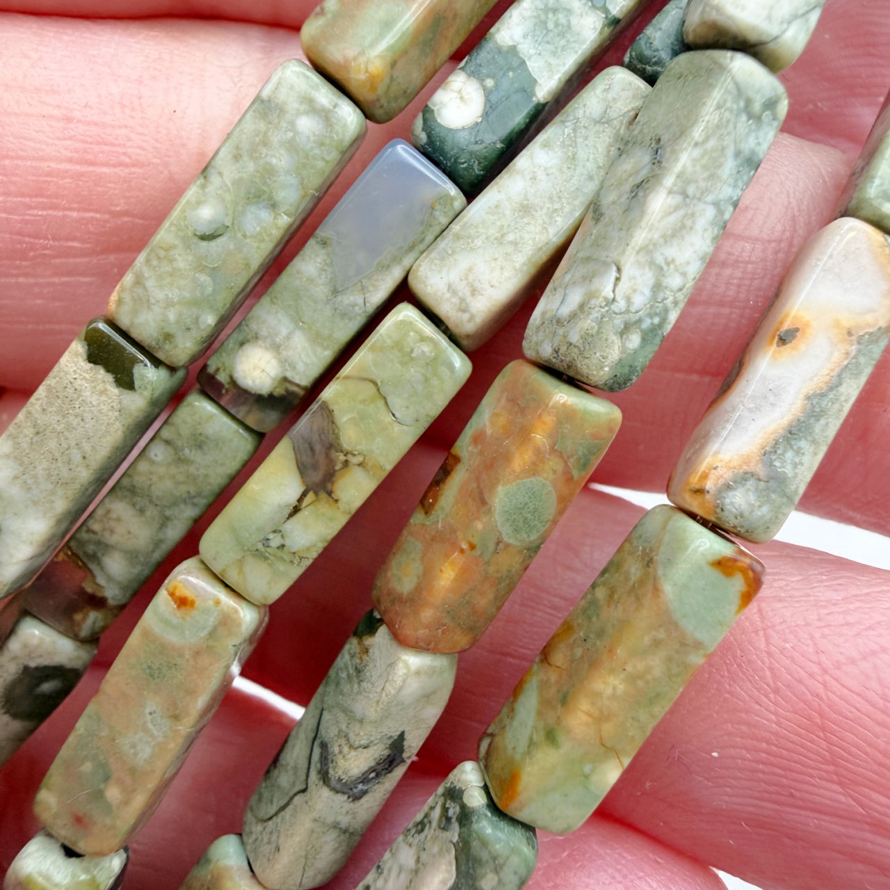 13x4mm Ryolite Square Cylinder Strand (15 Bead Strand)