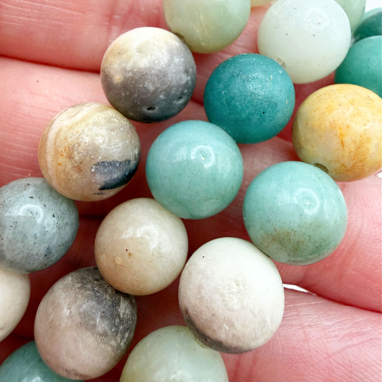 10mm Amazonite Multicolor Round (18 Bead Strand)