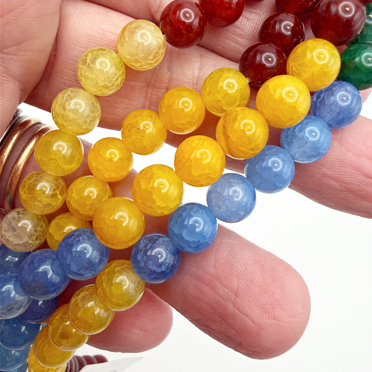 8mm Multi Color Fire Cracked Agate (24 Bead Strand)