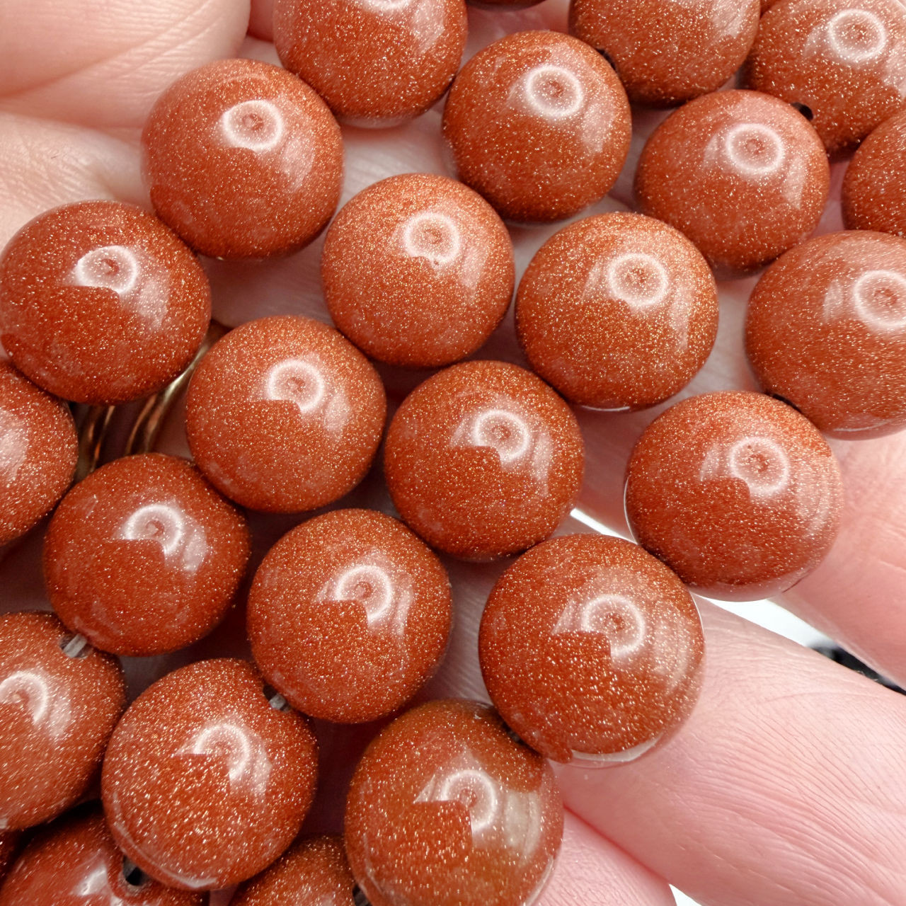 12mm Goldstone Round Strand (32 Bead Strand)