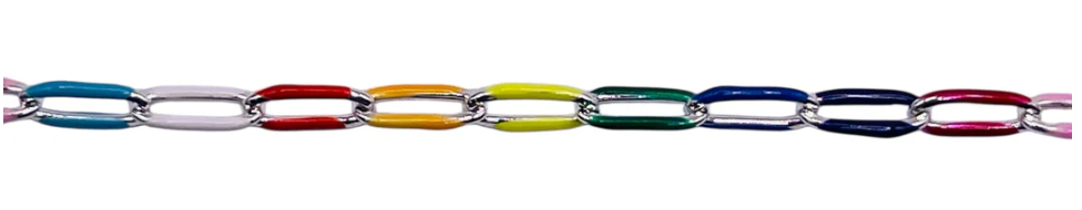 6.5x2.8mm Stainless Steel Chain Rainbow (Sold in 1yd package)