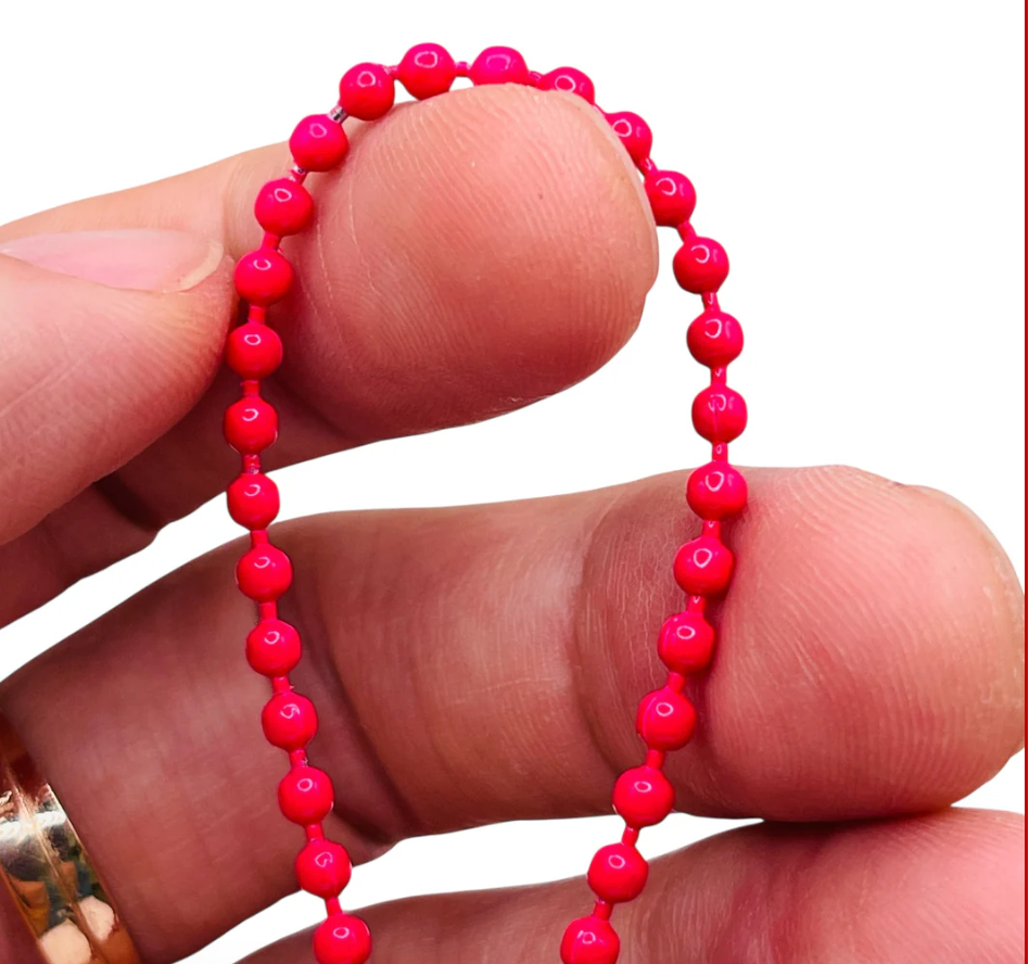 3mm Ball Chain Stainless Steel Chain Fuchasia (sold in 1yd package)
