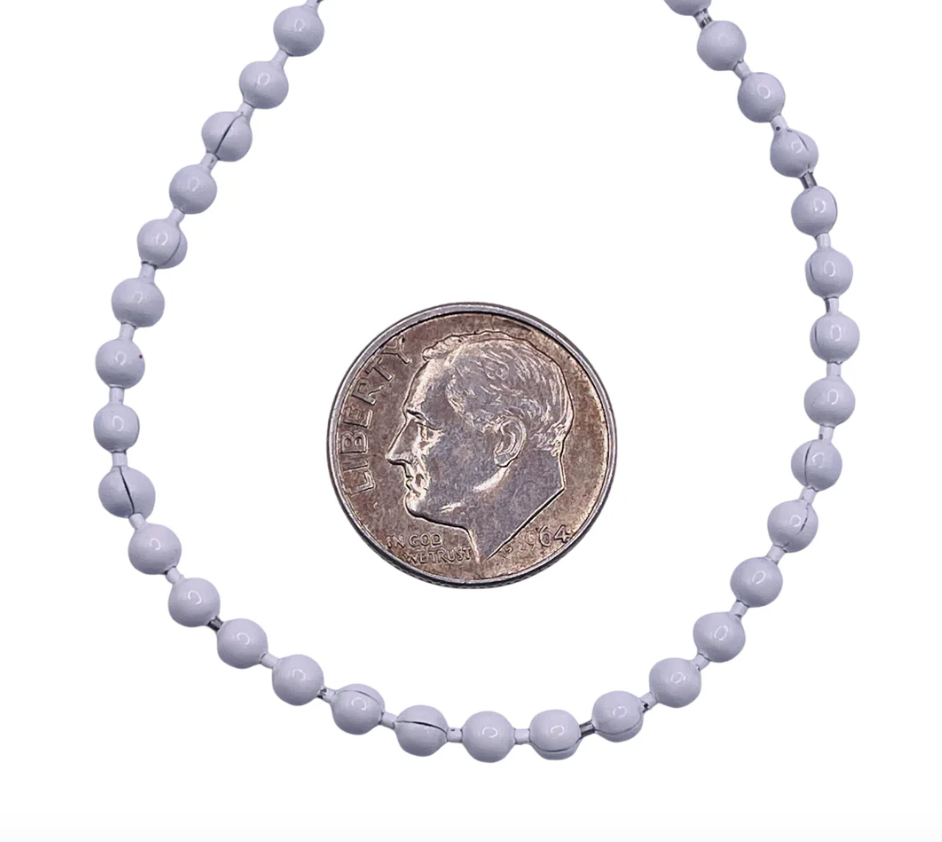 3mm Ball Chain Stainless Steel Chain White (sold in 1yd package)